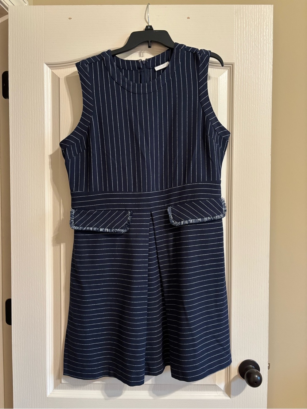 Navy Striped Sleeveless Dress